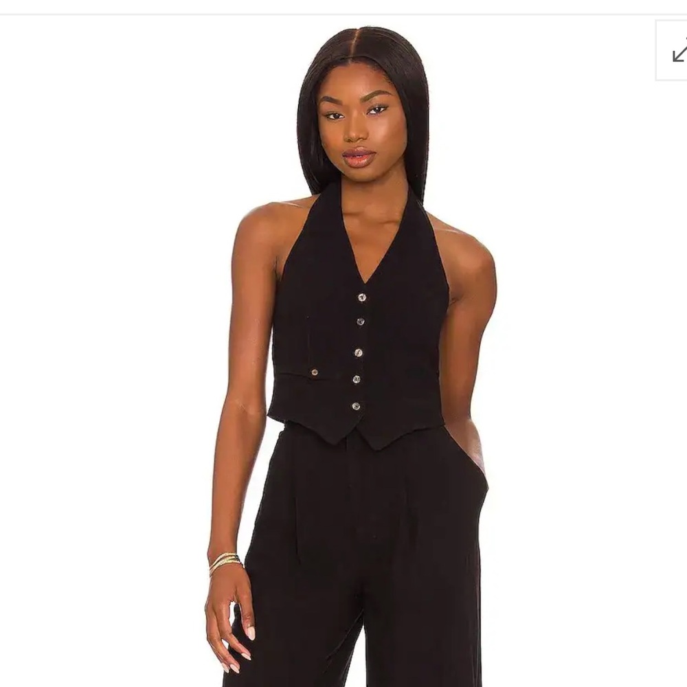 Song of Style Black Halter Blouse with Buttons